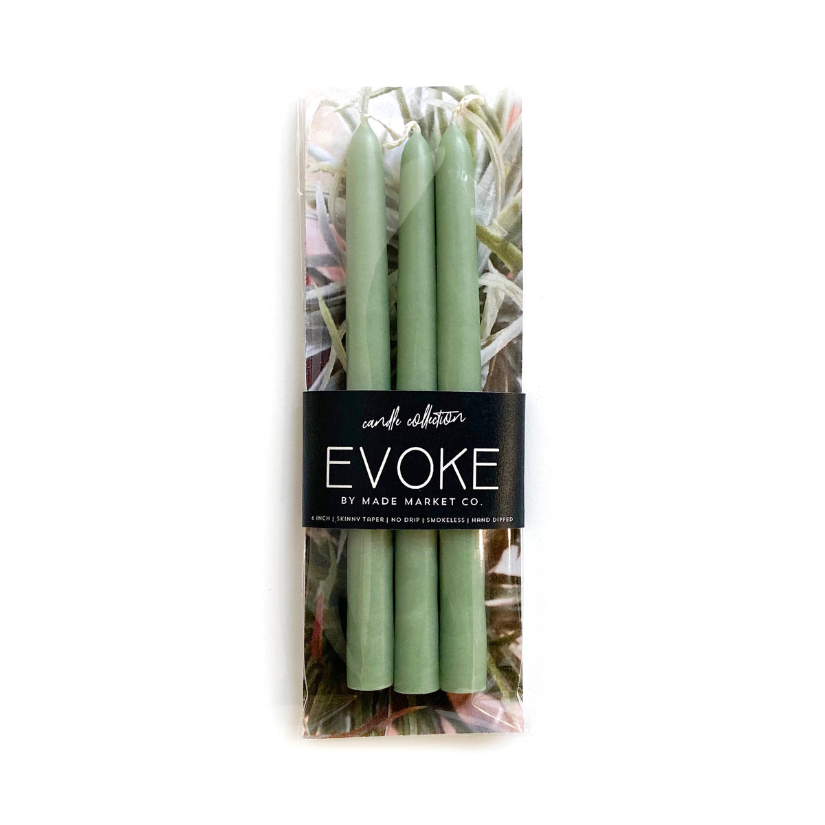 Succulent - Skinny Tapered Candles 6”