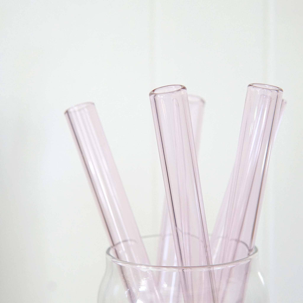 Pink Wide Straight Glass Straws