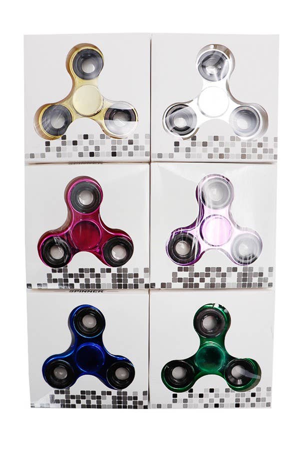 Metallic Chrome Colored Triple Bearing Fidget Spinner Toy