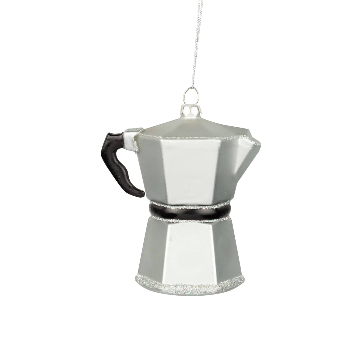 A40851-Glass espresso coffee pot orn, silver, 3.5 in