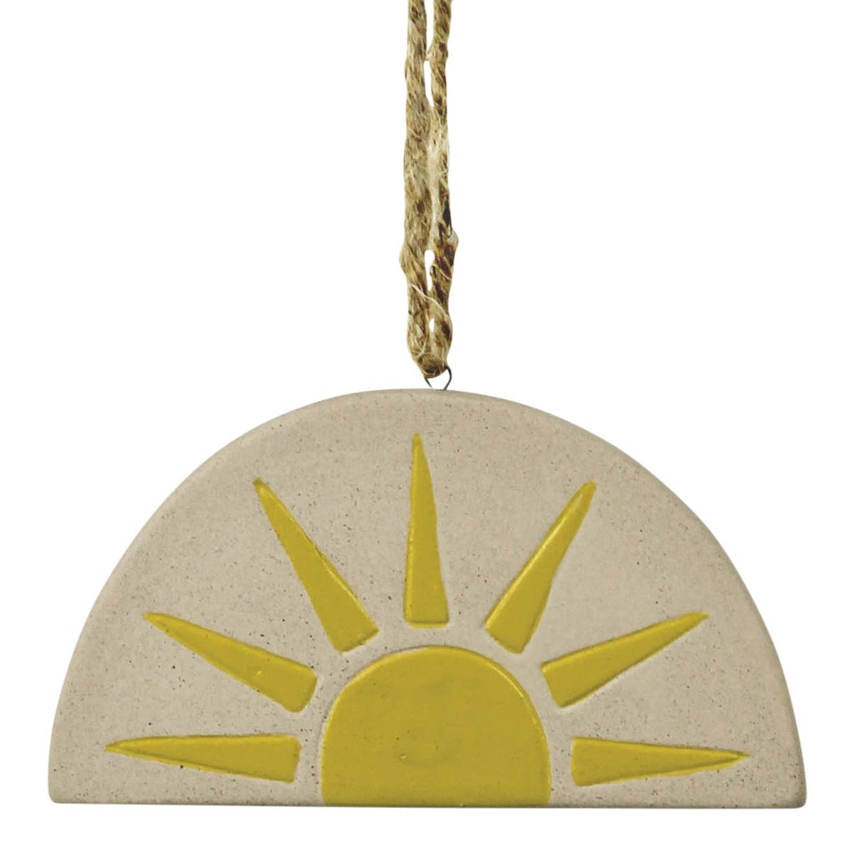 Ceramic Hanging - Sun.  6.5” jute hanger