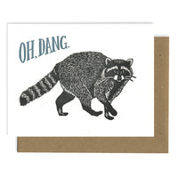 Raccoon Oh Dang LETTERPRESS CARD