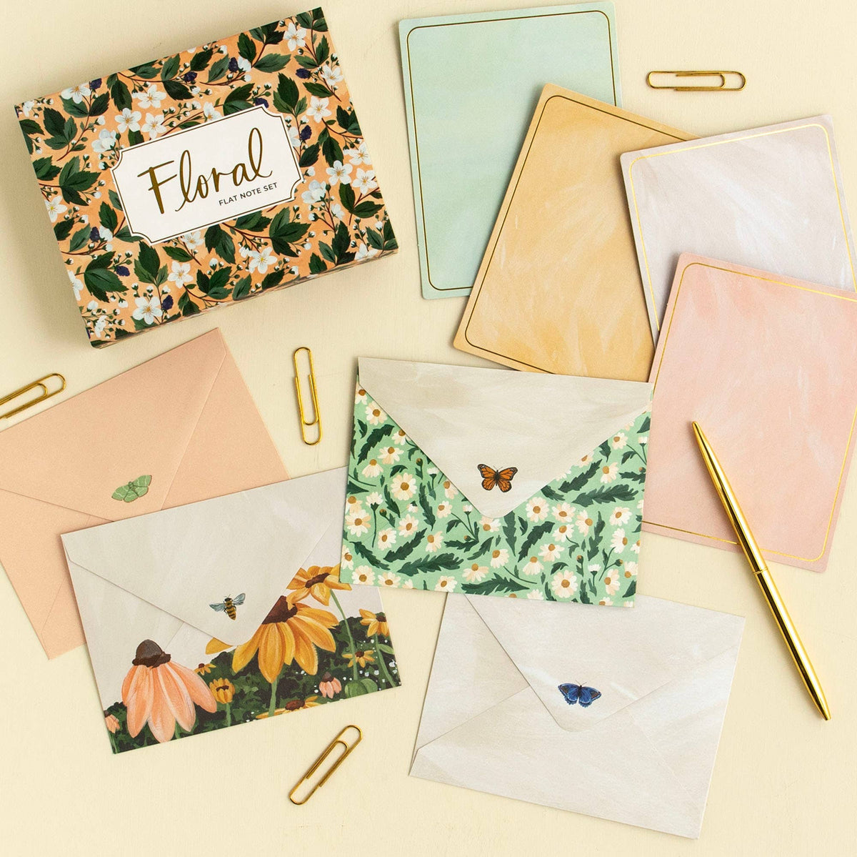 Floral Envelope Flat Note Set