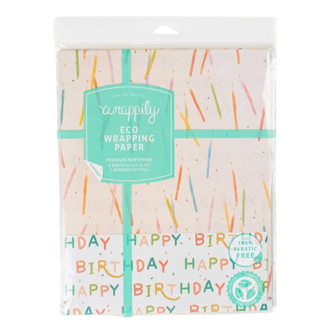 Candles / Happy Birthday  • Double-Sided Eco Wrapping Paper
