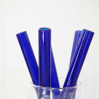 Blue Wide Straight Glass Straws