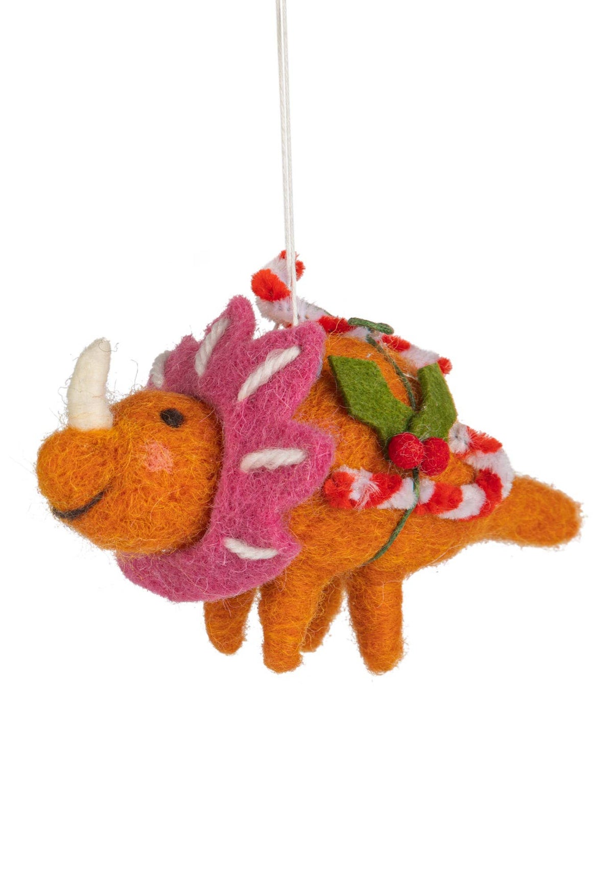 A12749-Felt dinosaur orn, orange, 5 in