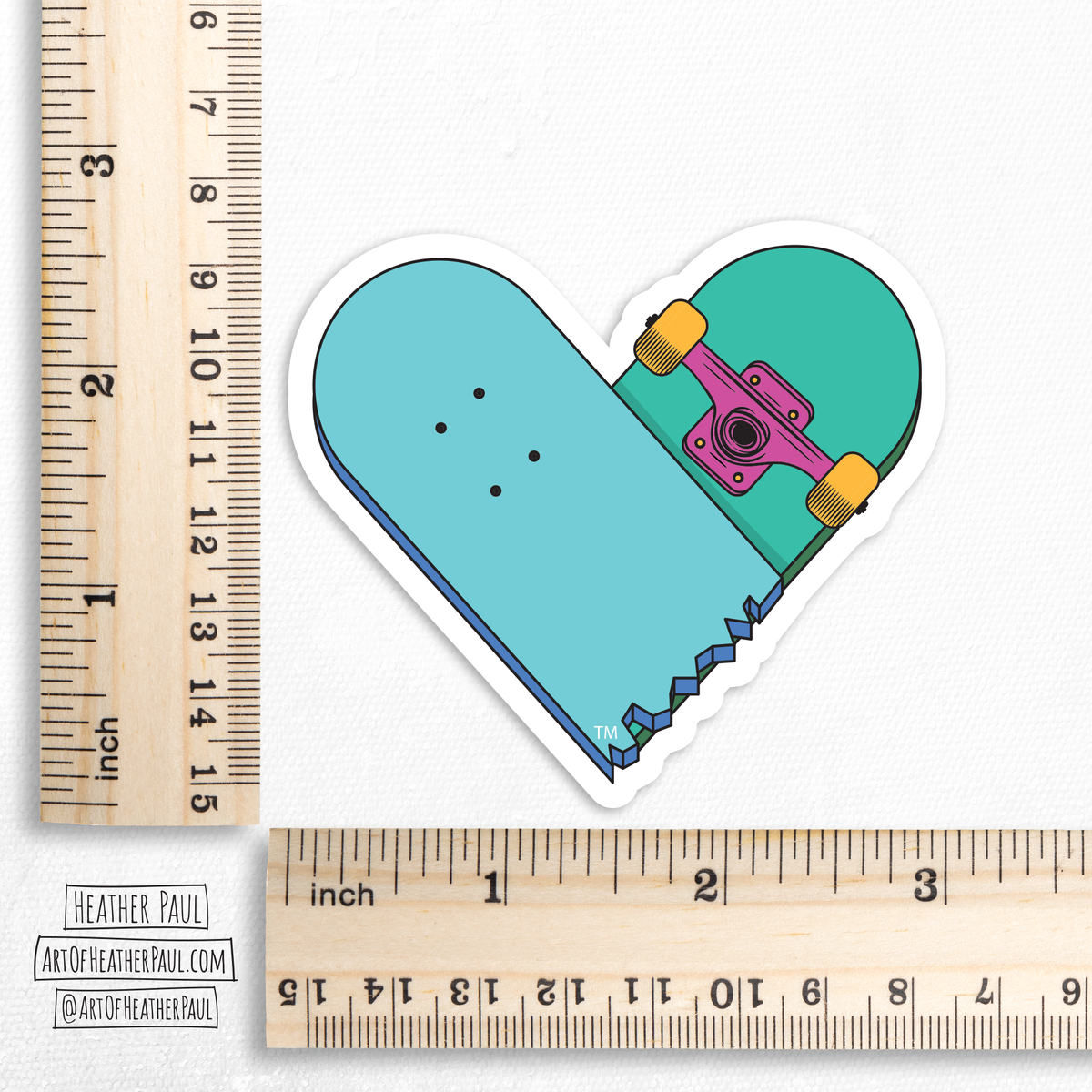Skateboard Heart Sticker