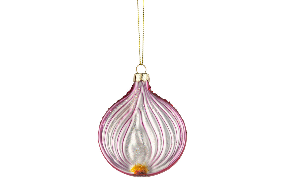 A45308-Glass orn, onion, 3.25 in