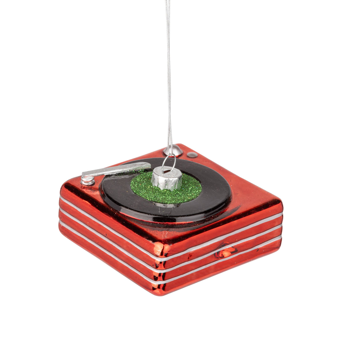 A14306-Glass record player orn, 3 in