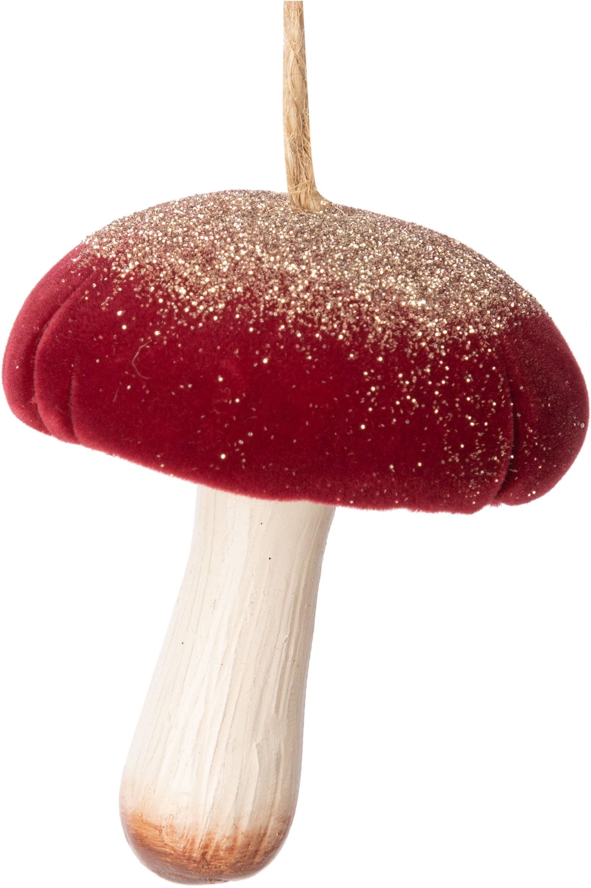 A24680 Mushroom with red glittered top painted resin orn