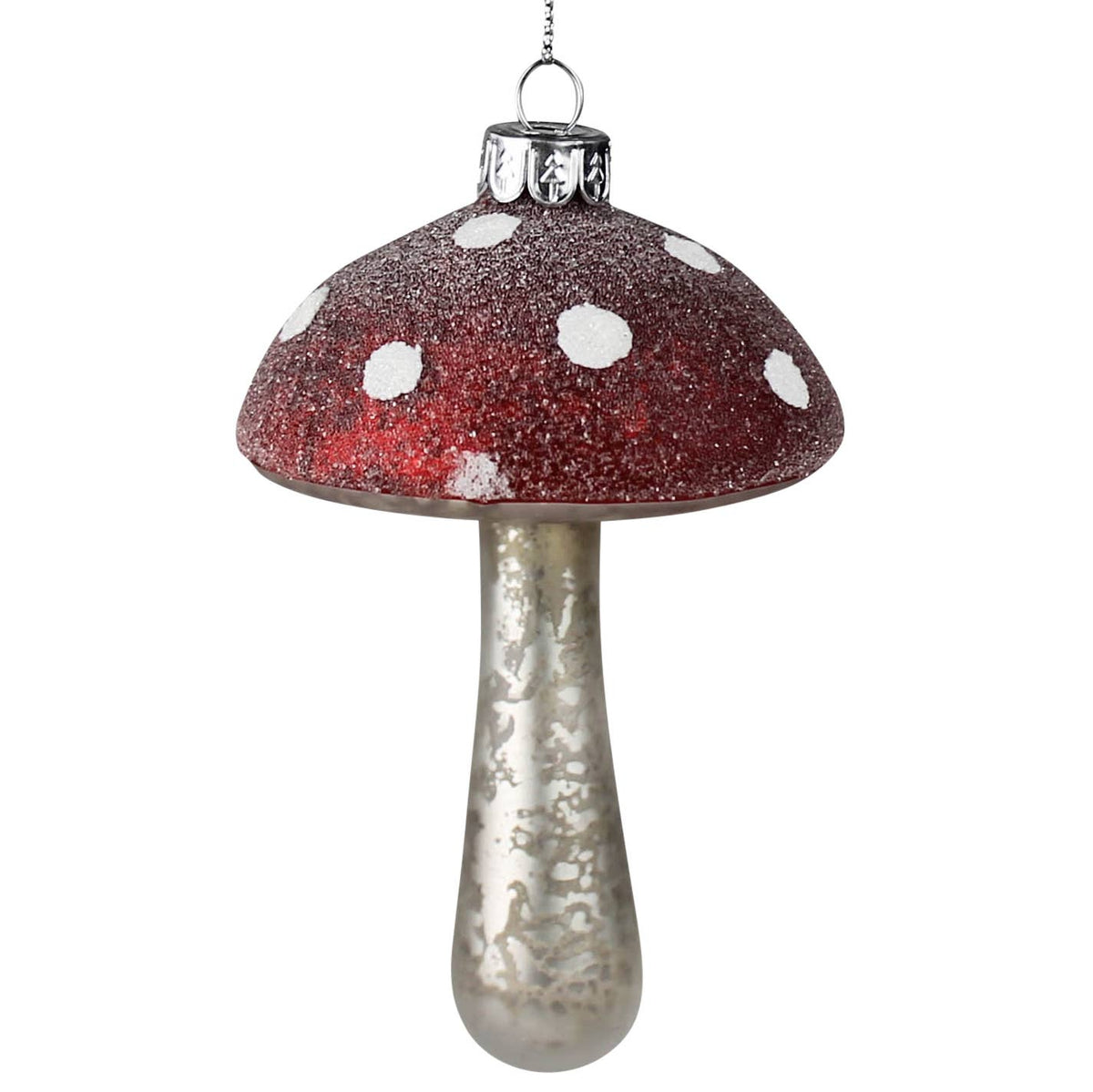 Mushroom Ornament, Glass - Lrg