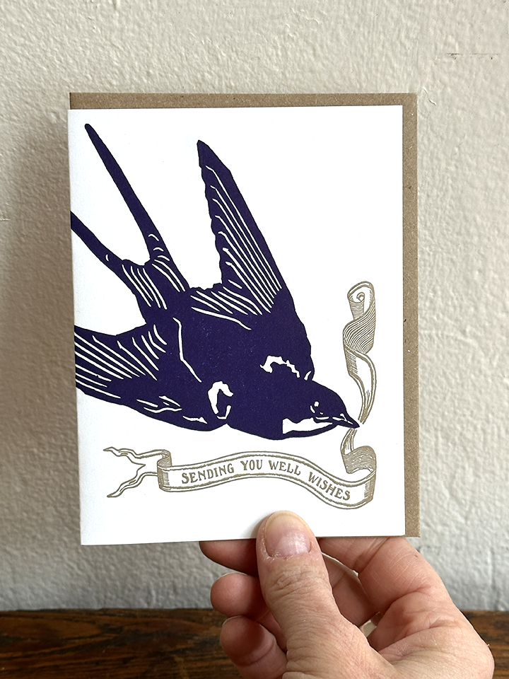 Barn Swallow (Well Wishes) LETTERPRESS CARD