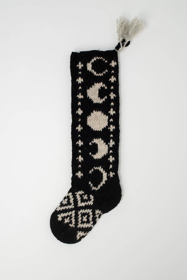 Pure Wool Handcrafted Celestial Hand Knit Felt Home Stocking