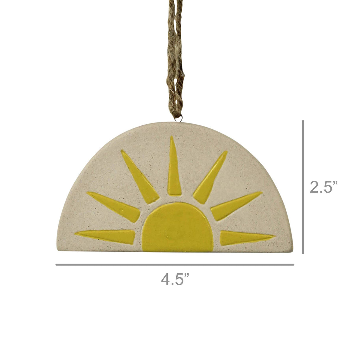 Ceramic Hanging - Sun.  6.5” jute hanger