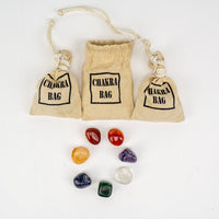 Gemstone Chakra Pouch 7 Chakra Tumbled Stones & bag