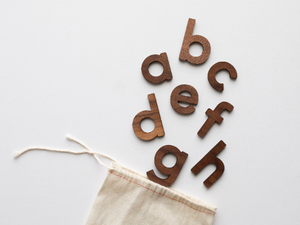 Wooden Lowercase Alphabet Set • Movable Alphabet Set Walnut