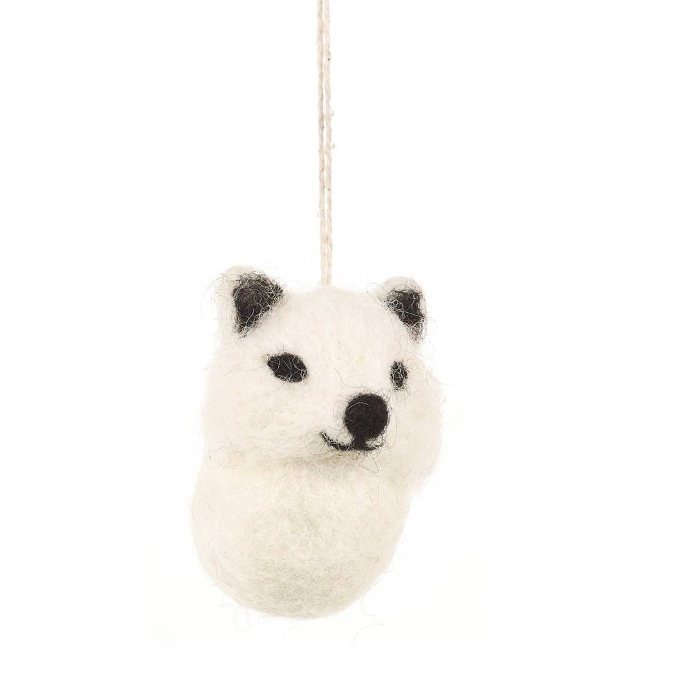 Baby Arctic Fox Handmade Felt Biodegradable Christmas