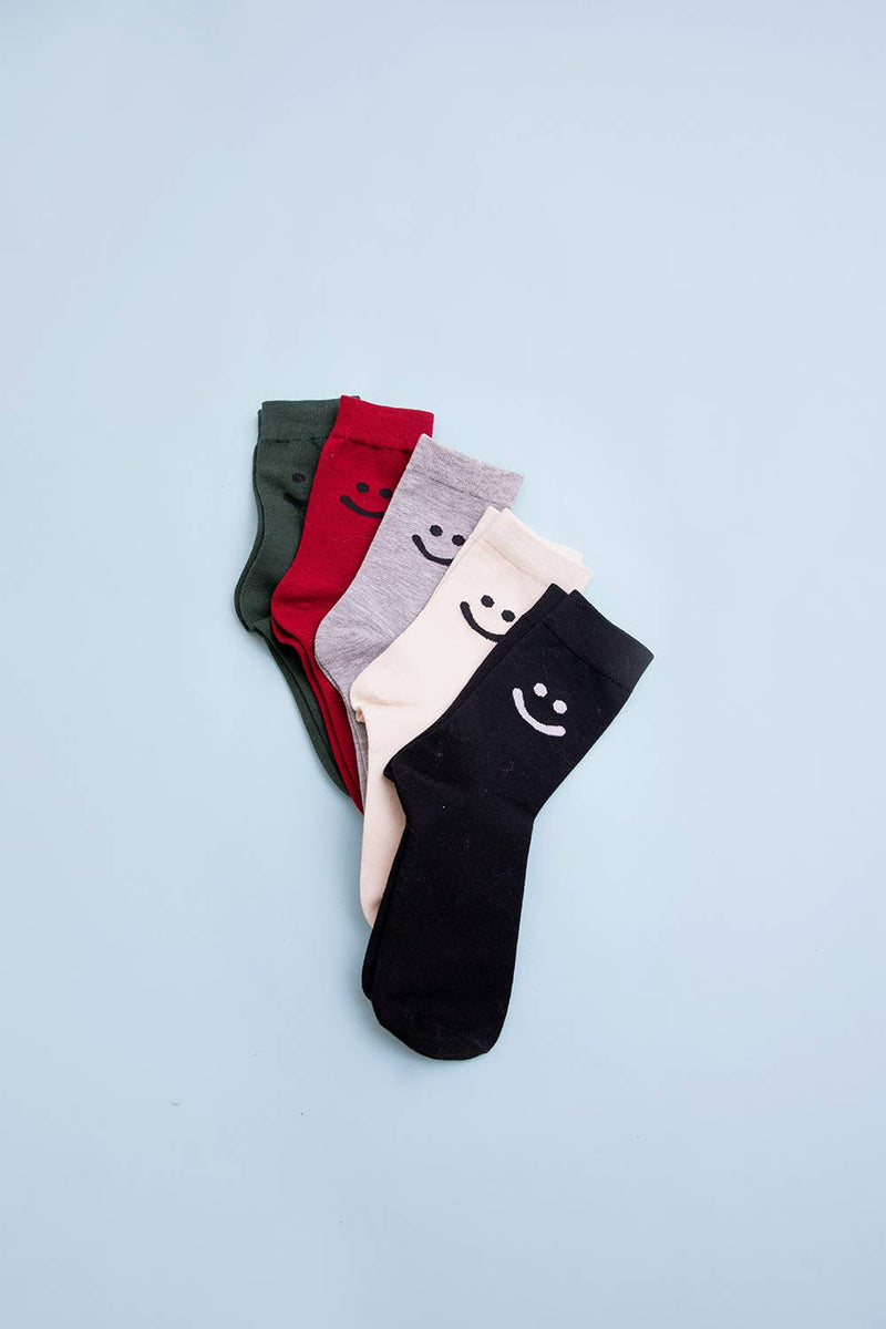 Smiley Face Crew Socks