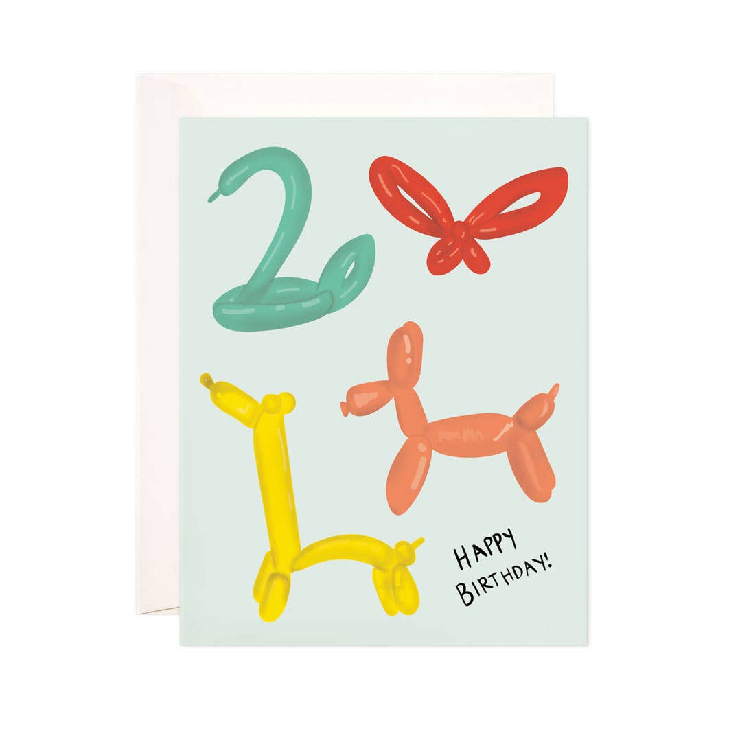 Birthday Balloon Animals Greeting Card - Cute Birthday Card