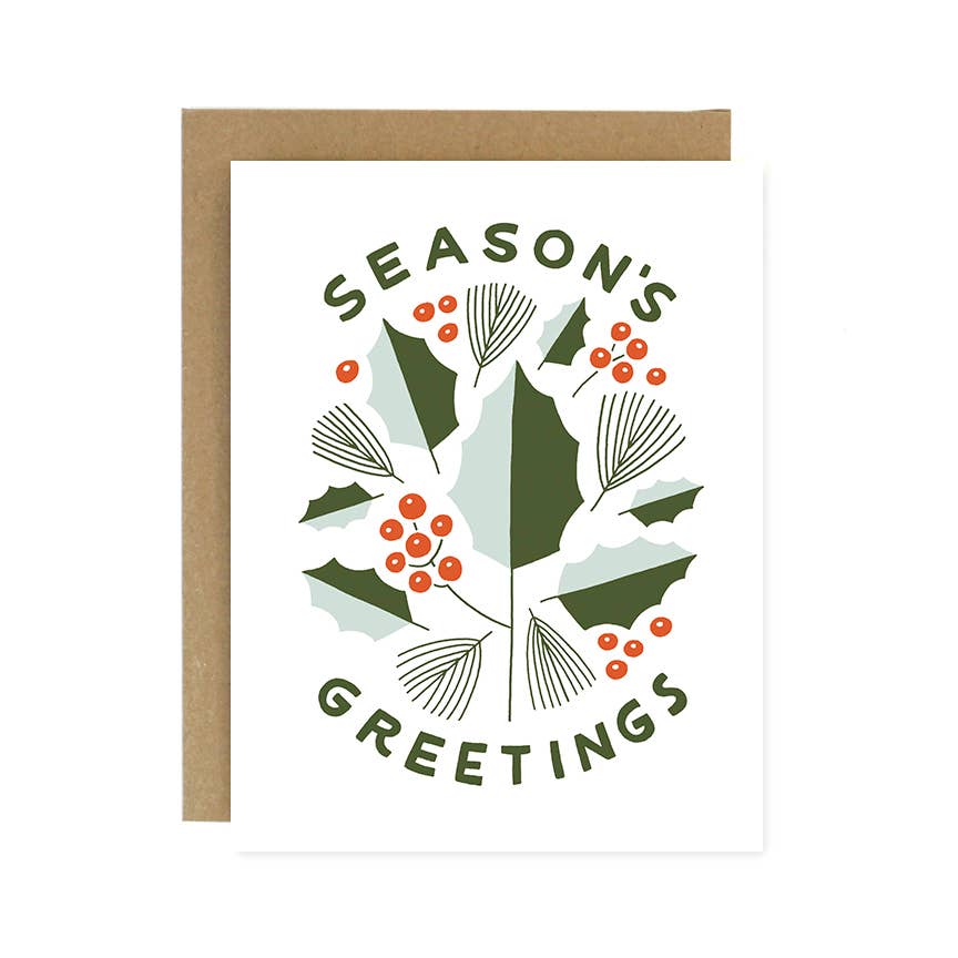Season's Greetings Holly Card
