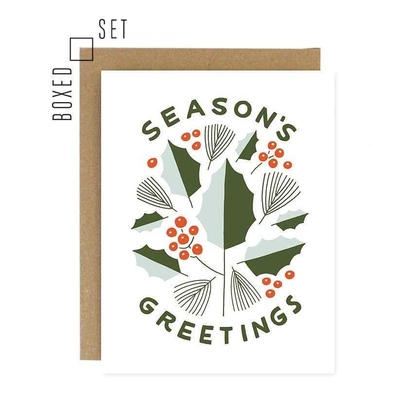 Season's Greetings Holly - Boxed Set of 6