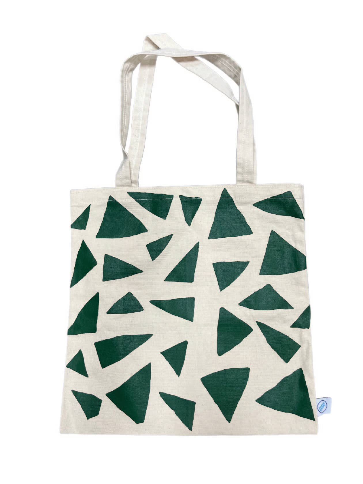 Fair Trade flat tote (Large Triangles) - Evergreen