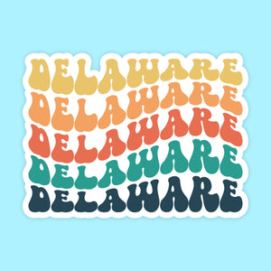 Delaware Retro State Name Sticker