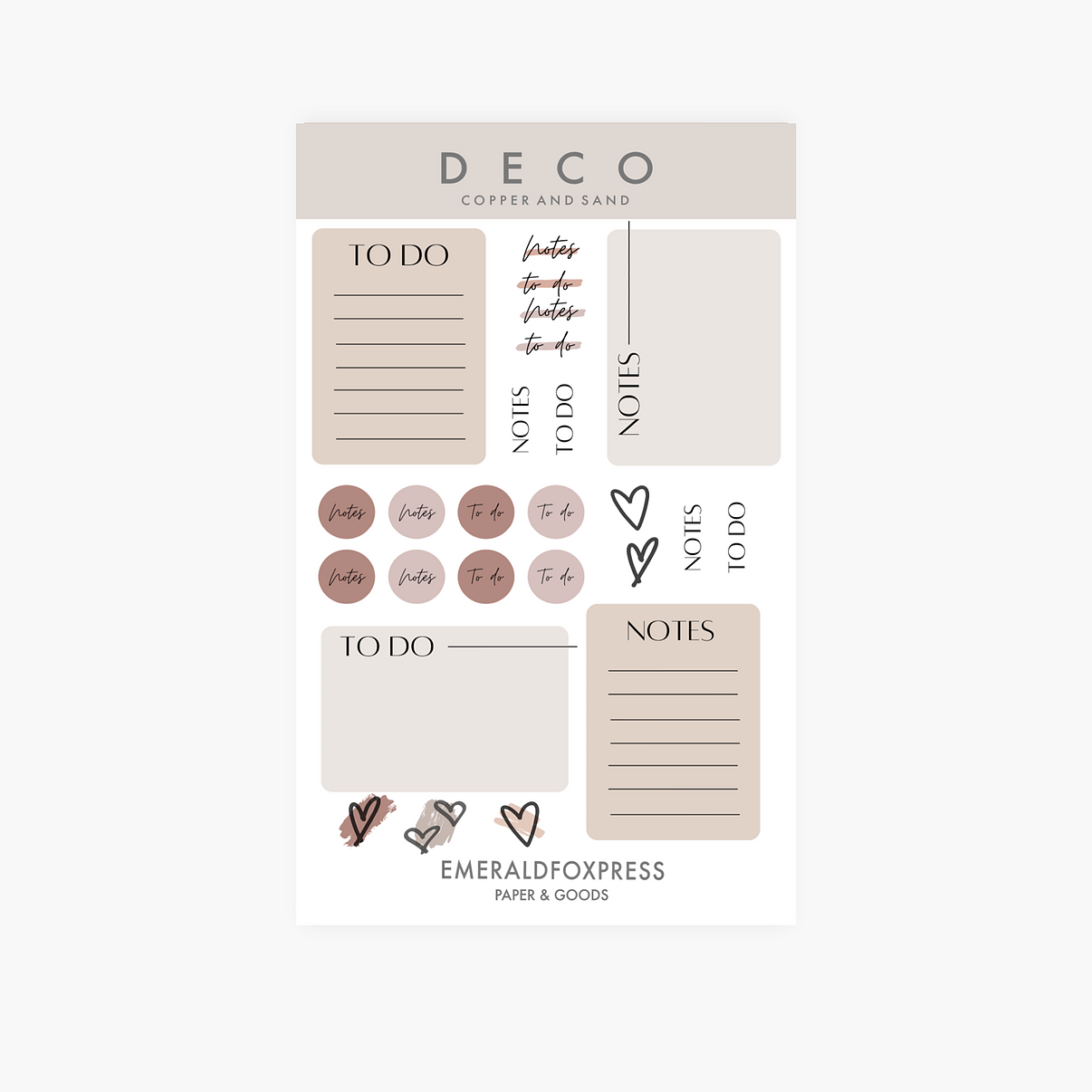 Deco Sampler Copper & Sand - Planner Sticker Sheet