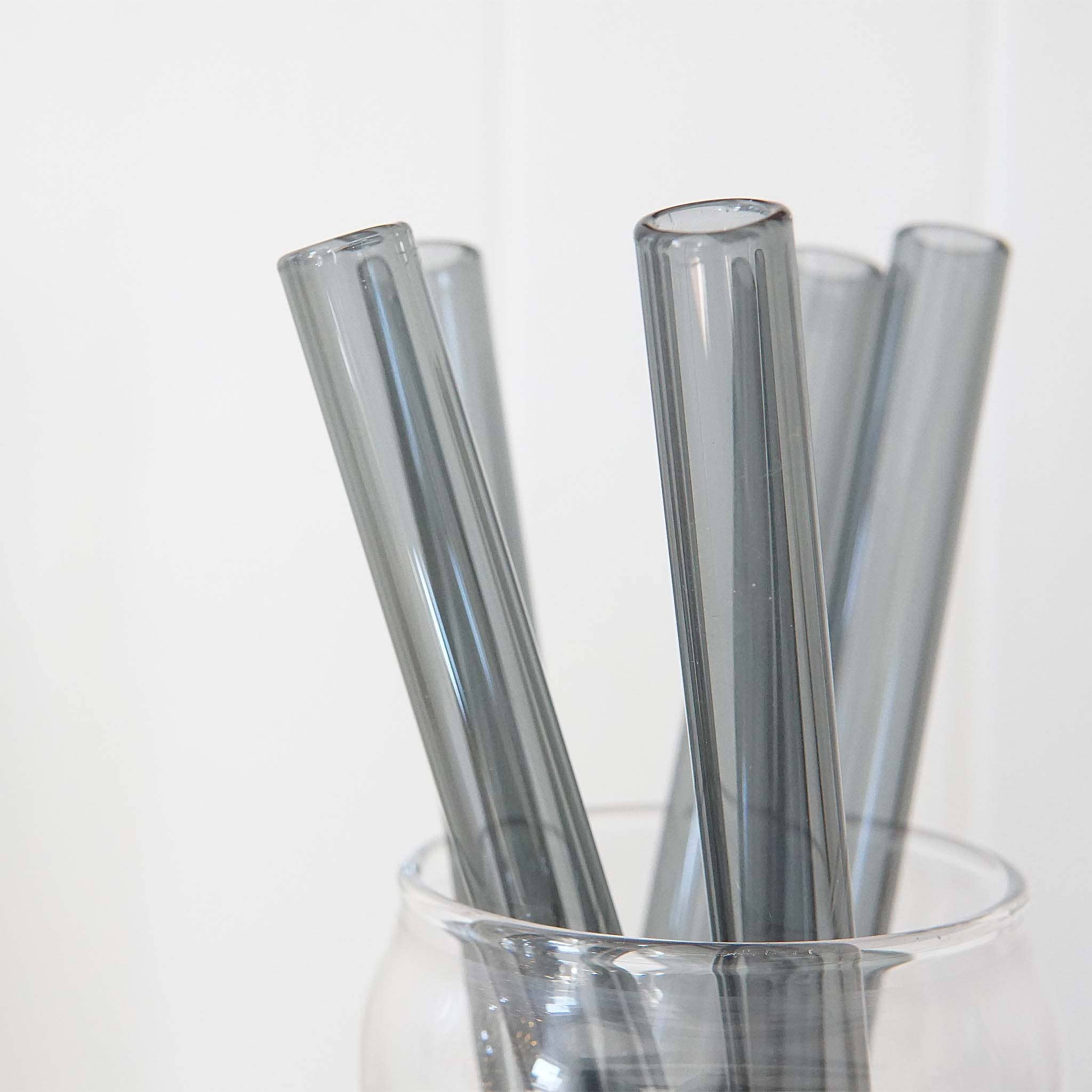 Grey Wide Straight Glass Straws