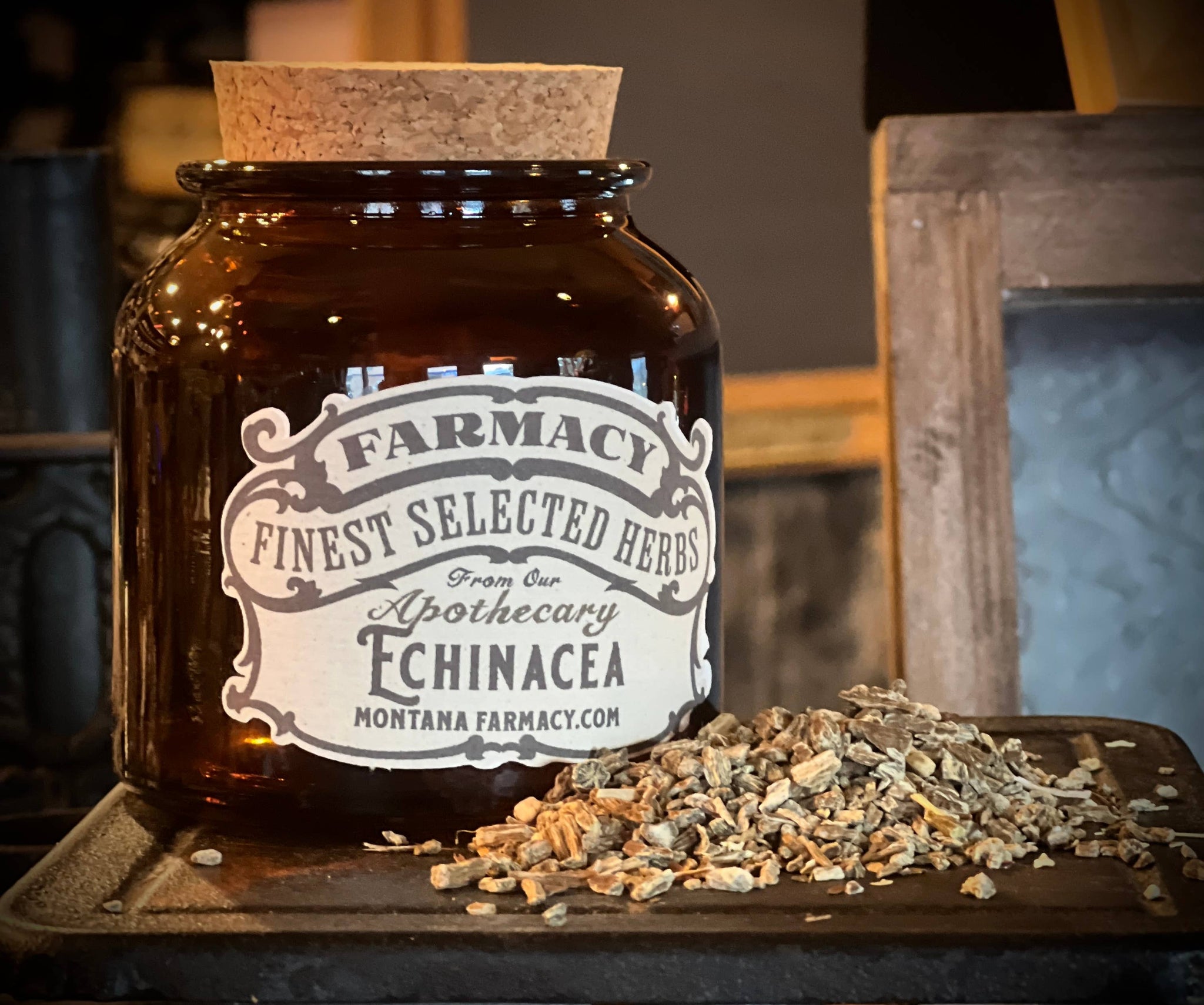 Vintage Herbal Apothecary Jar with Echinacea Angustofolia