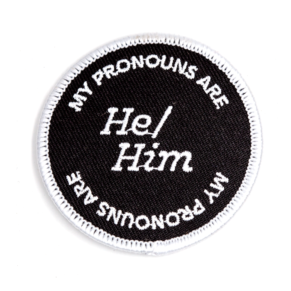 He Him Pronouns Embroidered Iron-On Patch