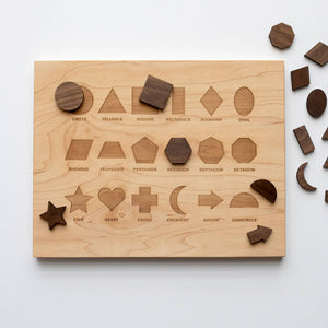 Wooden Shapes Board with Matching Shape Pieces