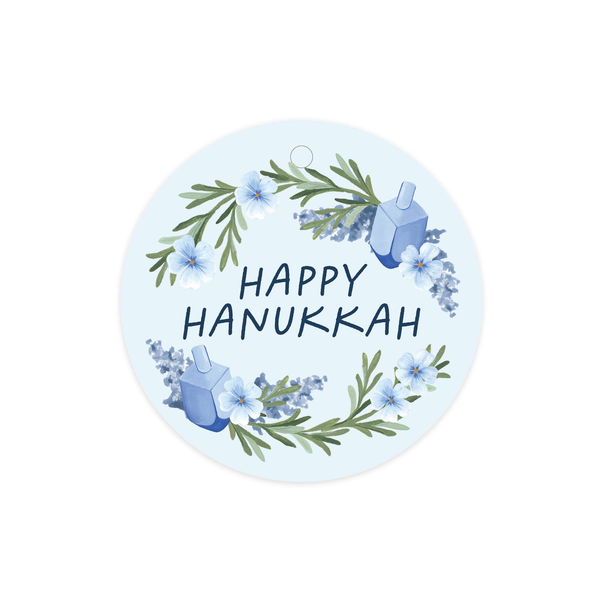 Hanukkah Dreidel Wreath Circle Gift Tags | Hanukkah Gift Tag