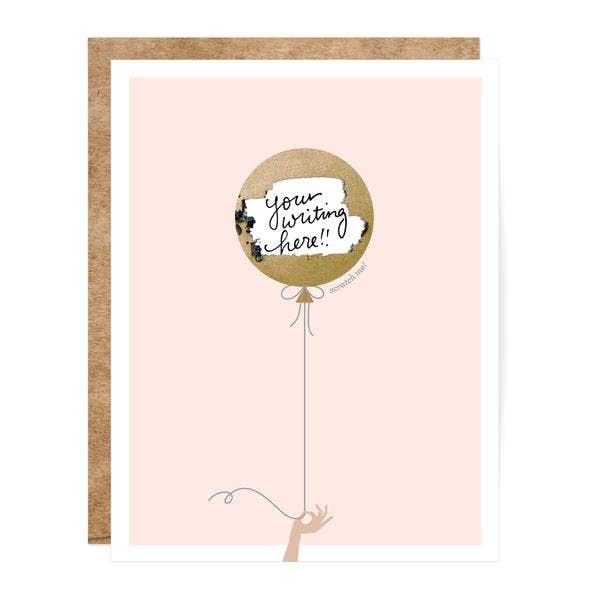 Pink & Gold Balloon Scratch-off Birthday Card