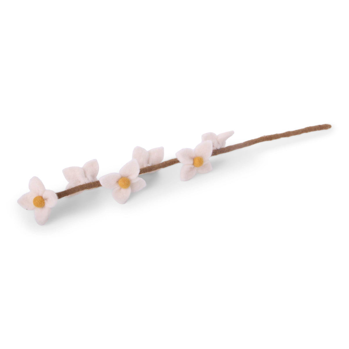 Felt Flowers on Stalk, White