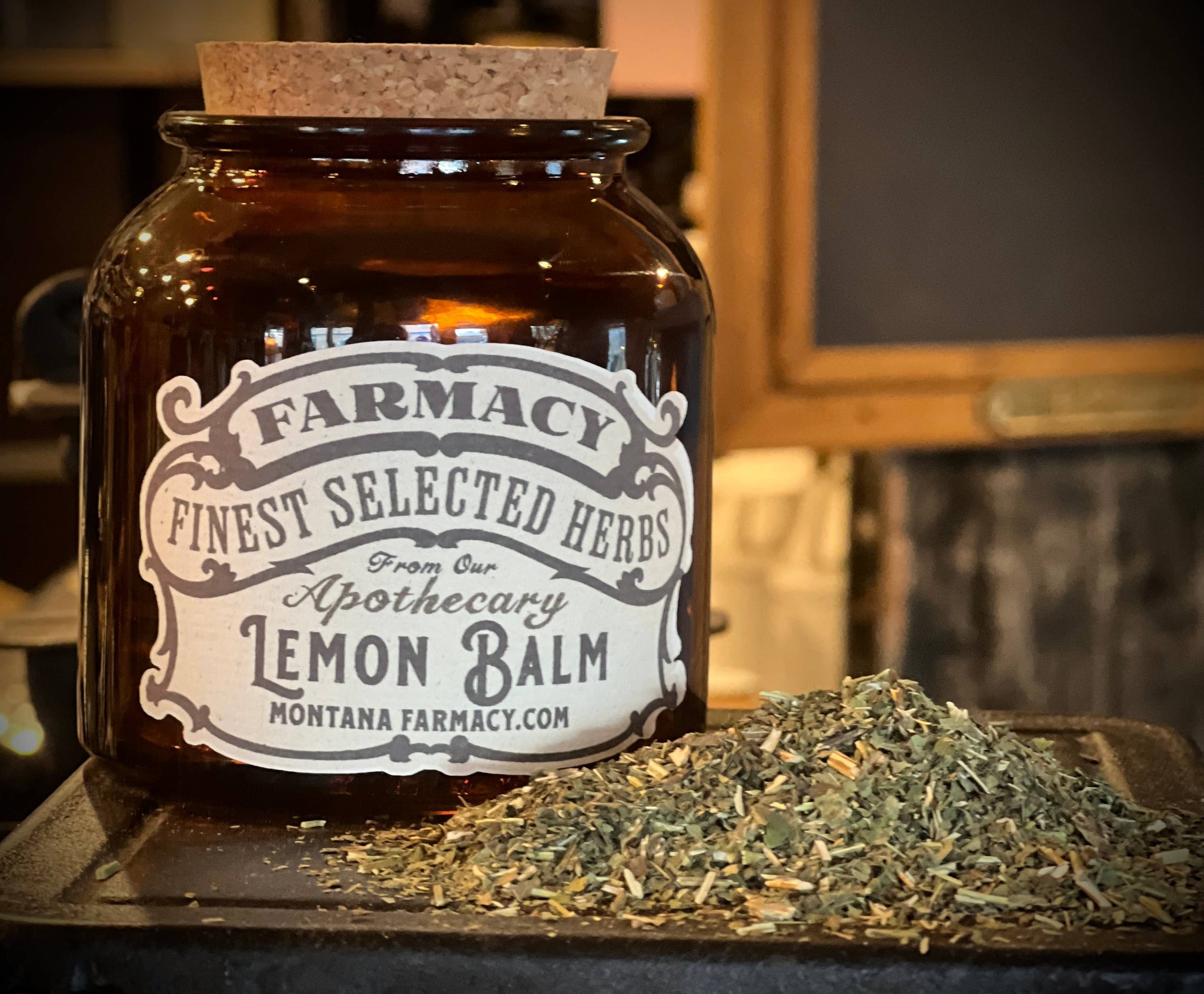 Vintage Herbal Apothecary Jar with Lemon Balm