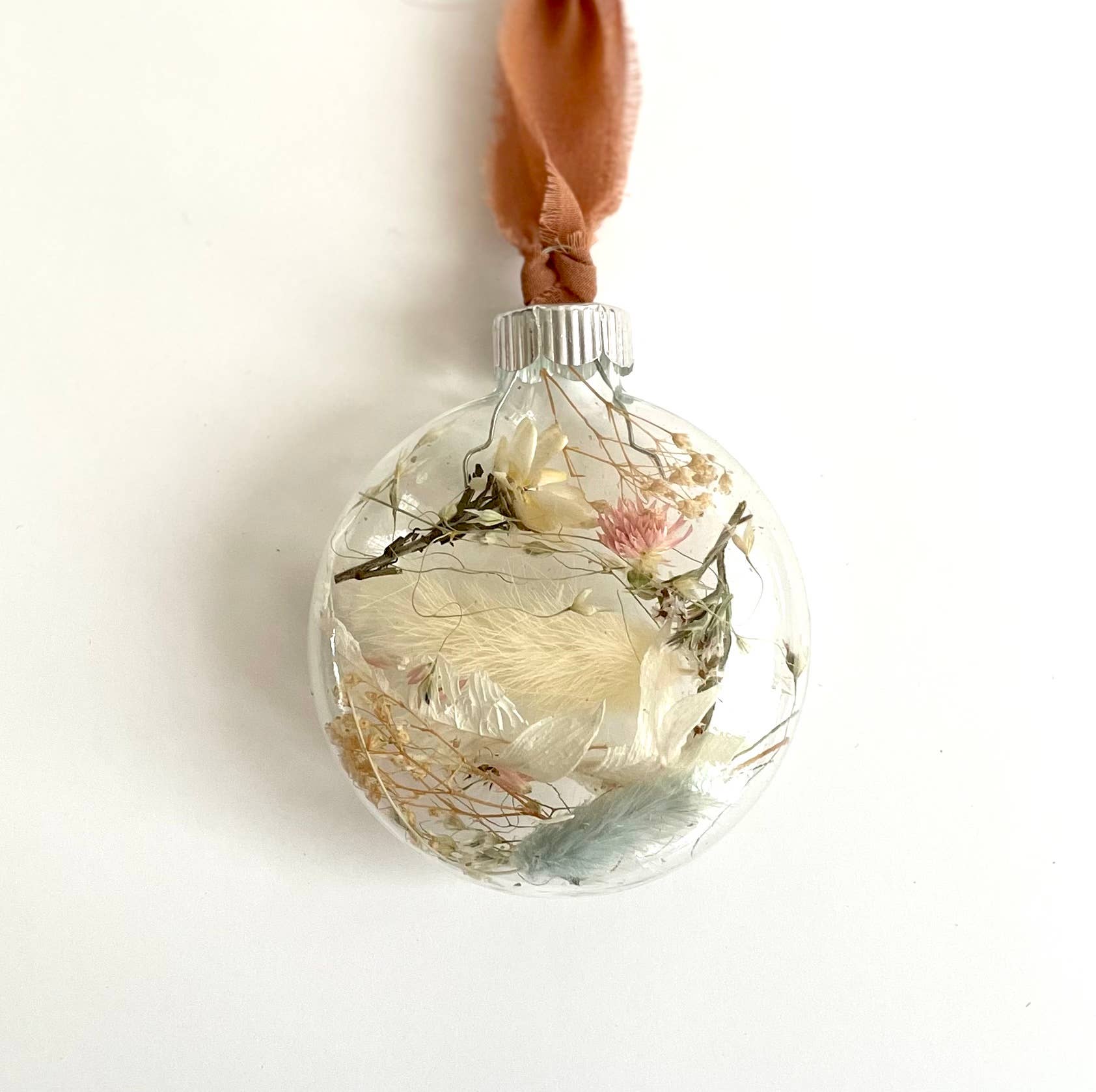 Dried Flower Glass Christmas Ornament