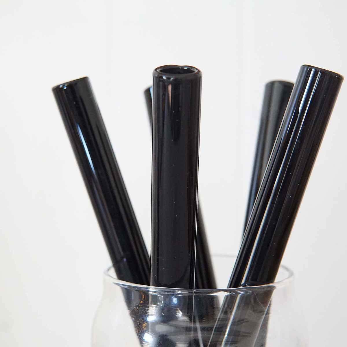 Black Wide Straight Glass Straws