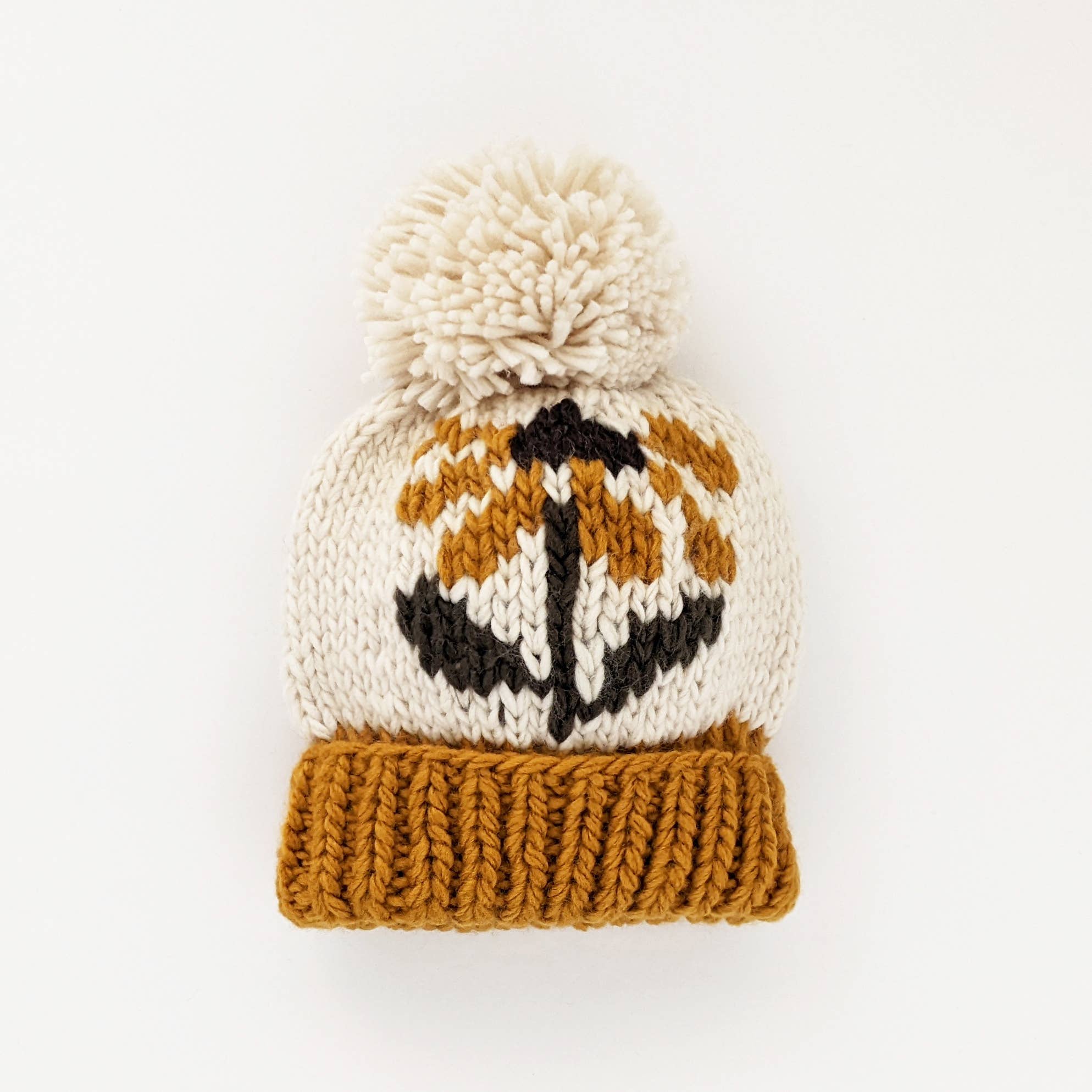 Coneflower Gold Hand Knit Beanie Hat