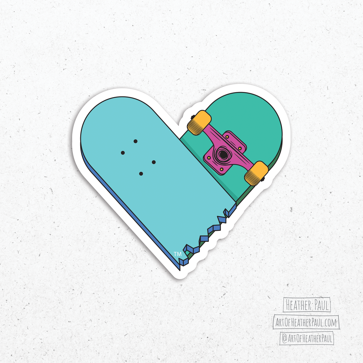 Skateboard Heart Sticker