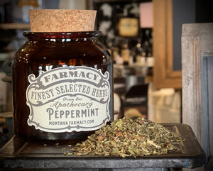 Vintage Herbal Apothecary Jar with Peppermint