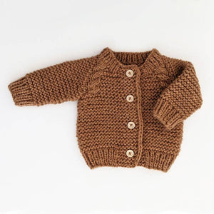 Pecan Garter Stitch Cardigan Sweater