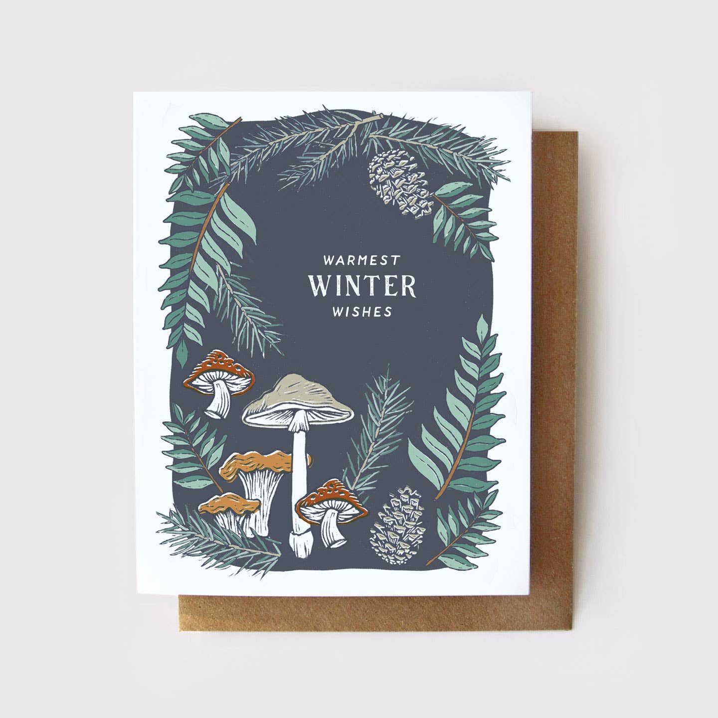 Warmest Winter Wishes - Mushrooms + Ferns Holiday Card