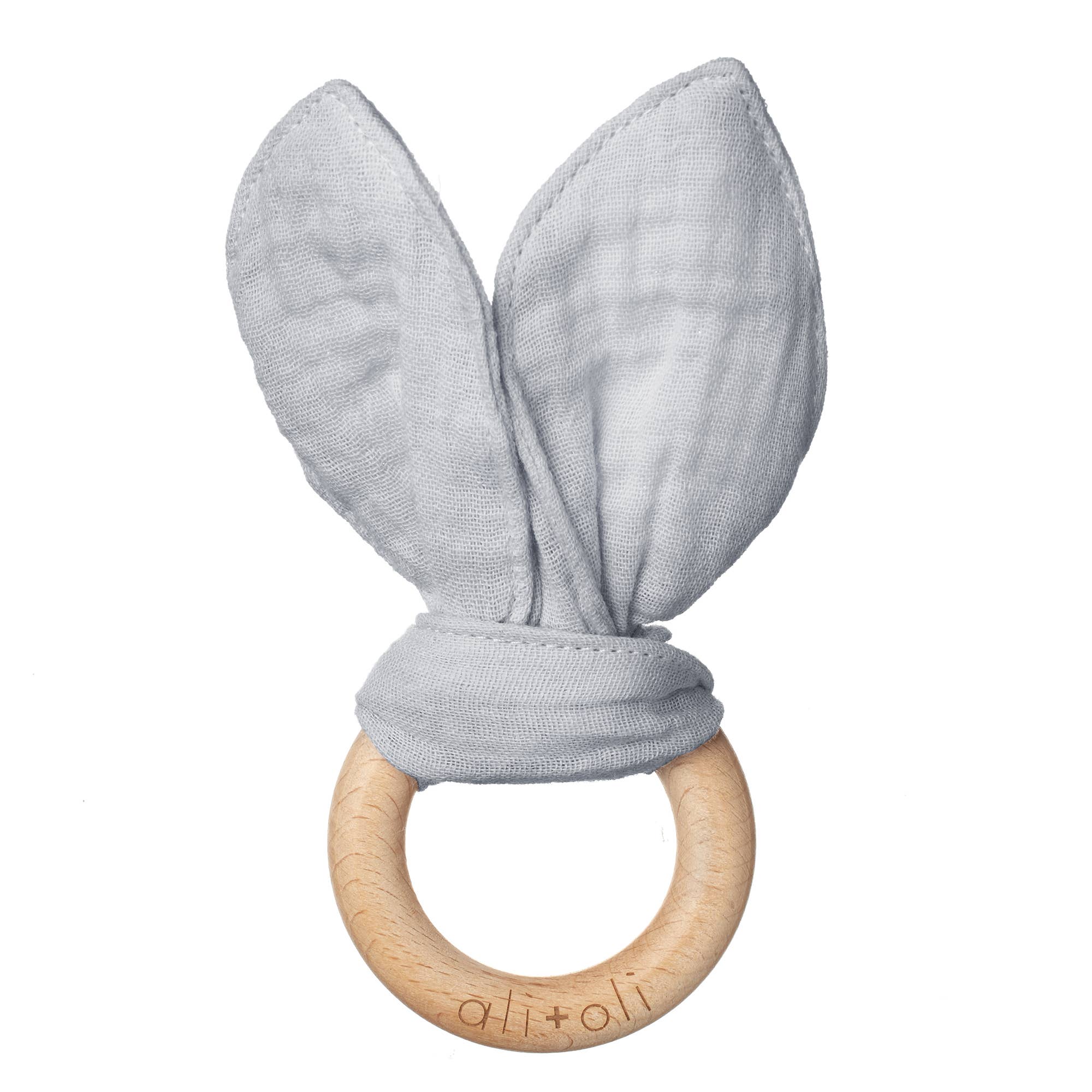 Baby Teething Toy Rattle Wood Ring Crochet (Bunny) – Ali+Oli®