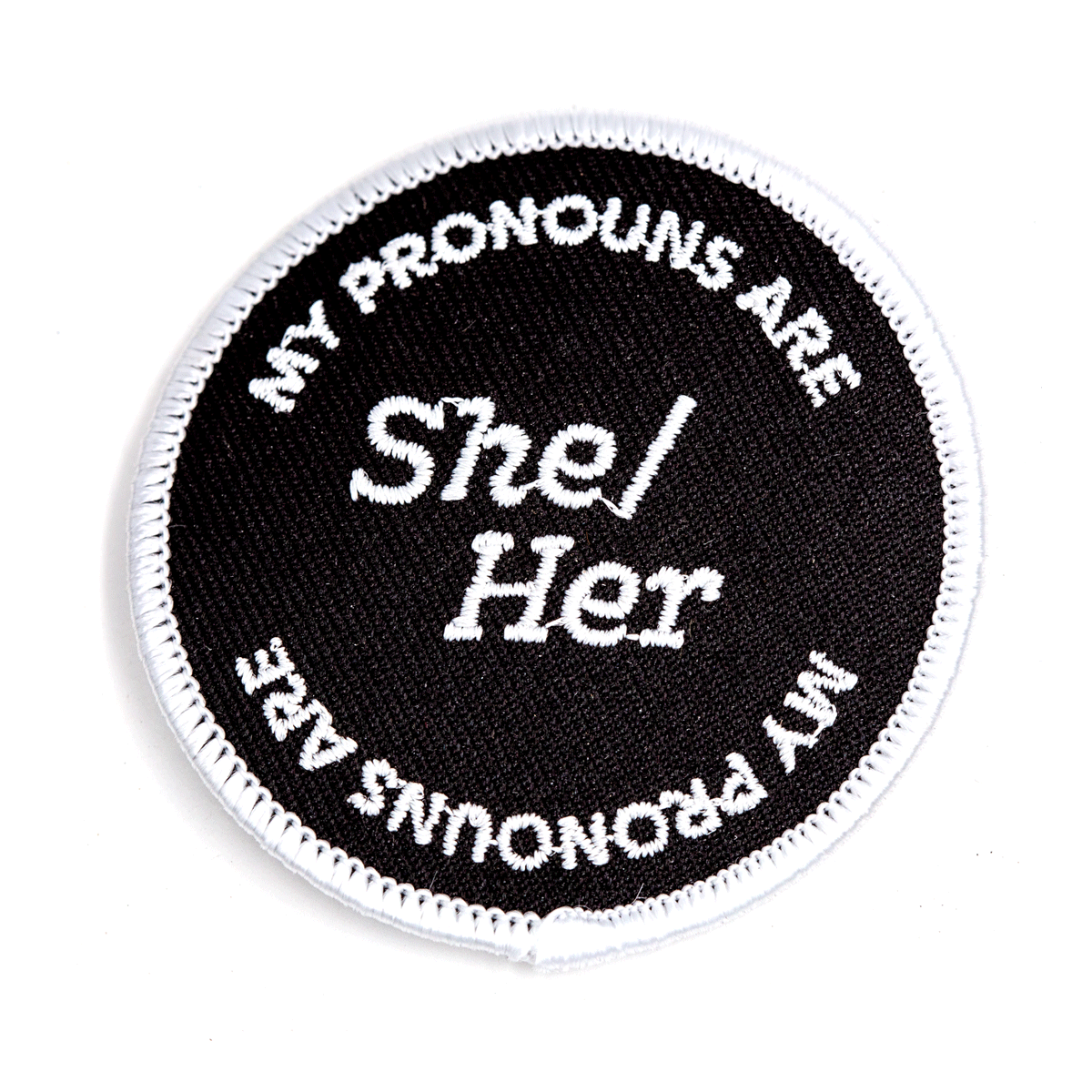 She/Her Pronouns Embroidered Iron-On Patch