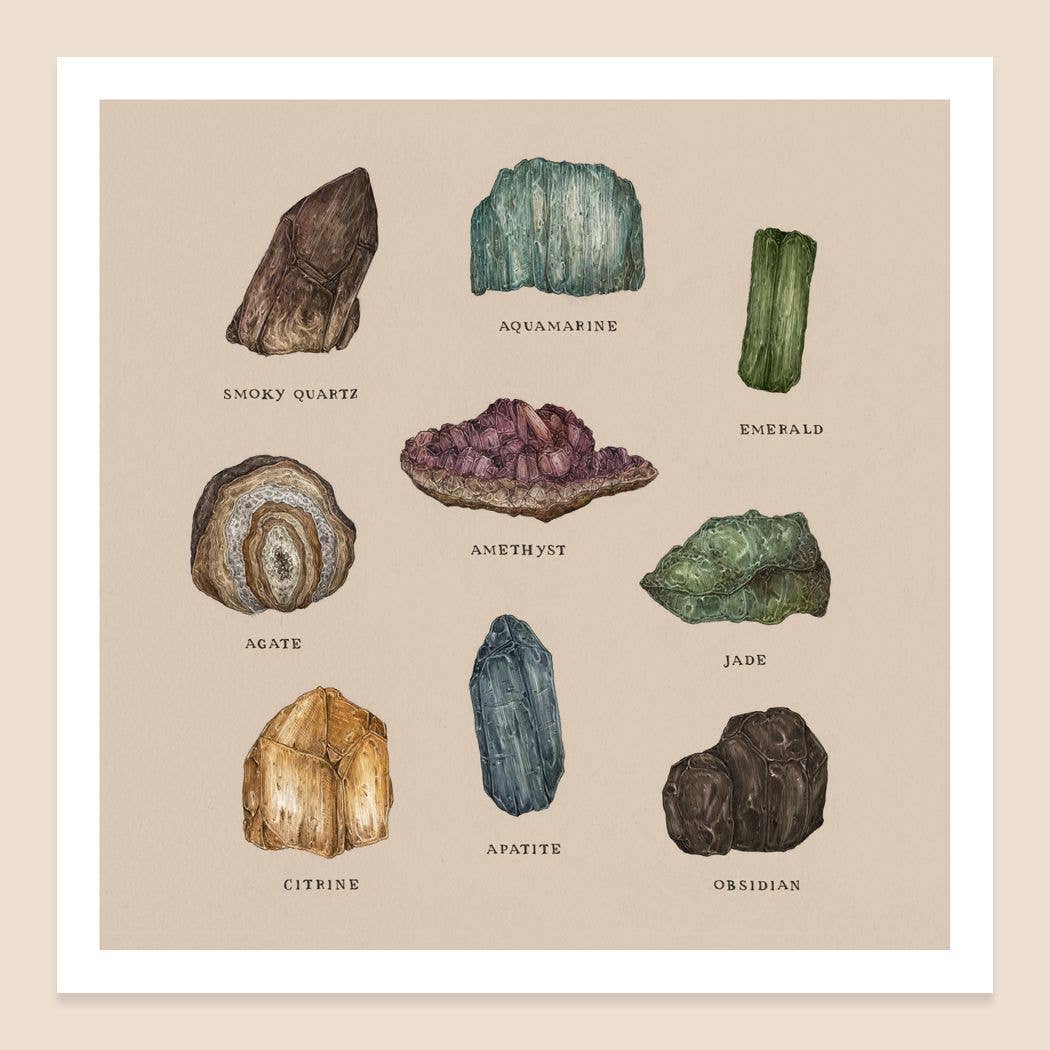 10” x 10” Gems and Minerals Print