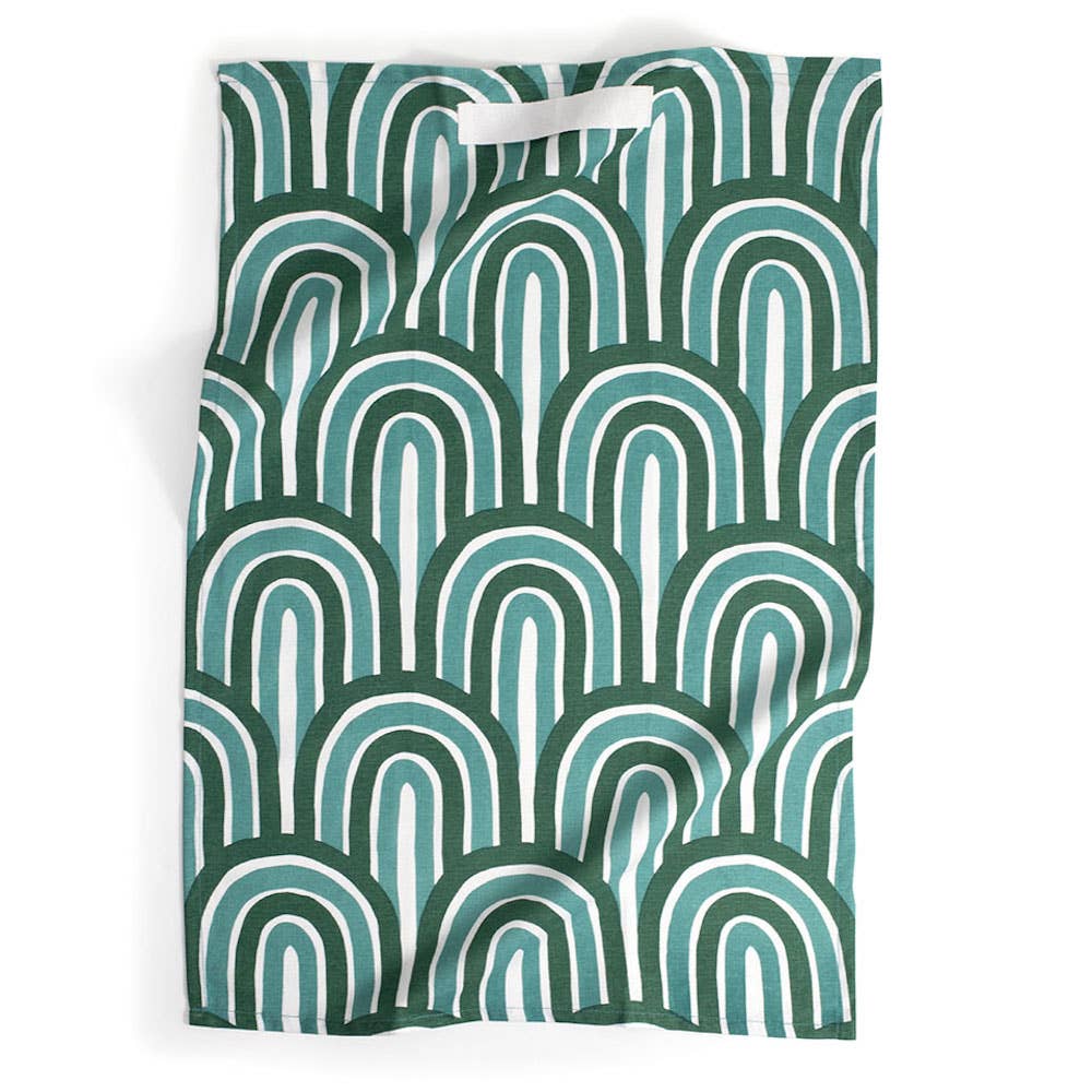 Teal Arches Kitchen Towel