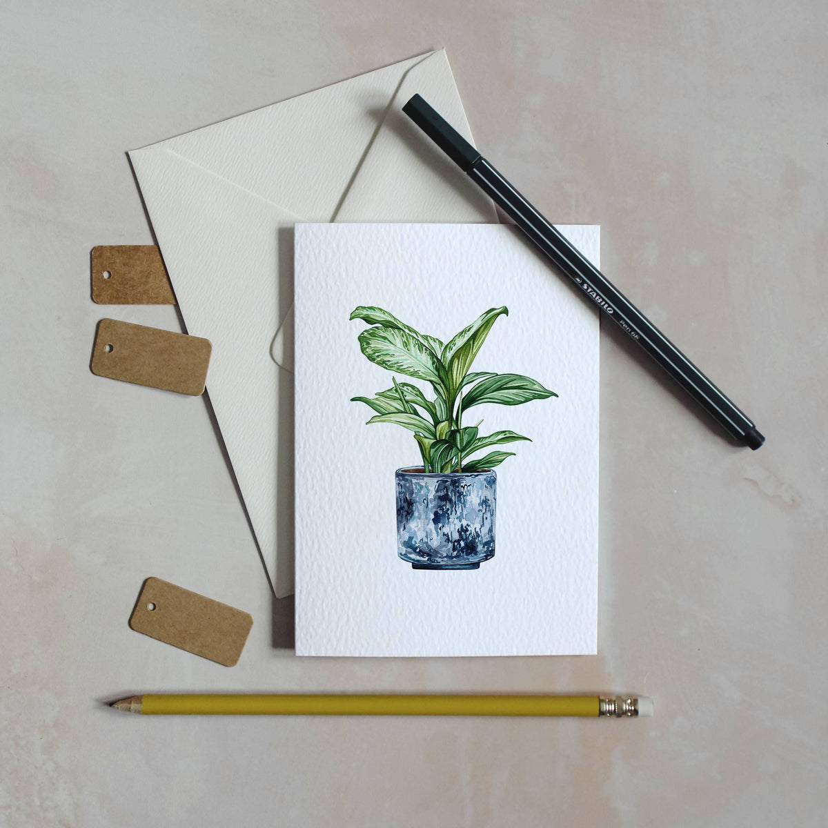 House Plant Watercolour Sustainable Greeting Card - Aglaonema