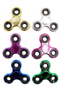 Metallic Chrome Colored Triple Bearing Fidget Spinner Toy
