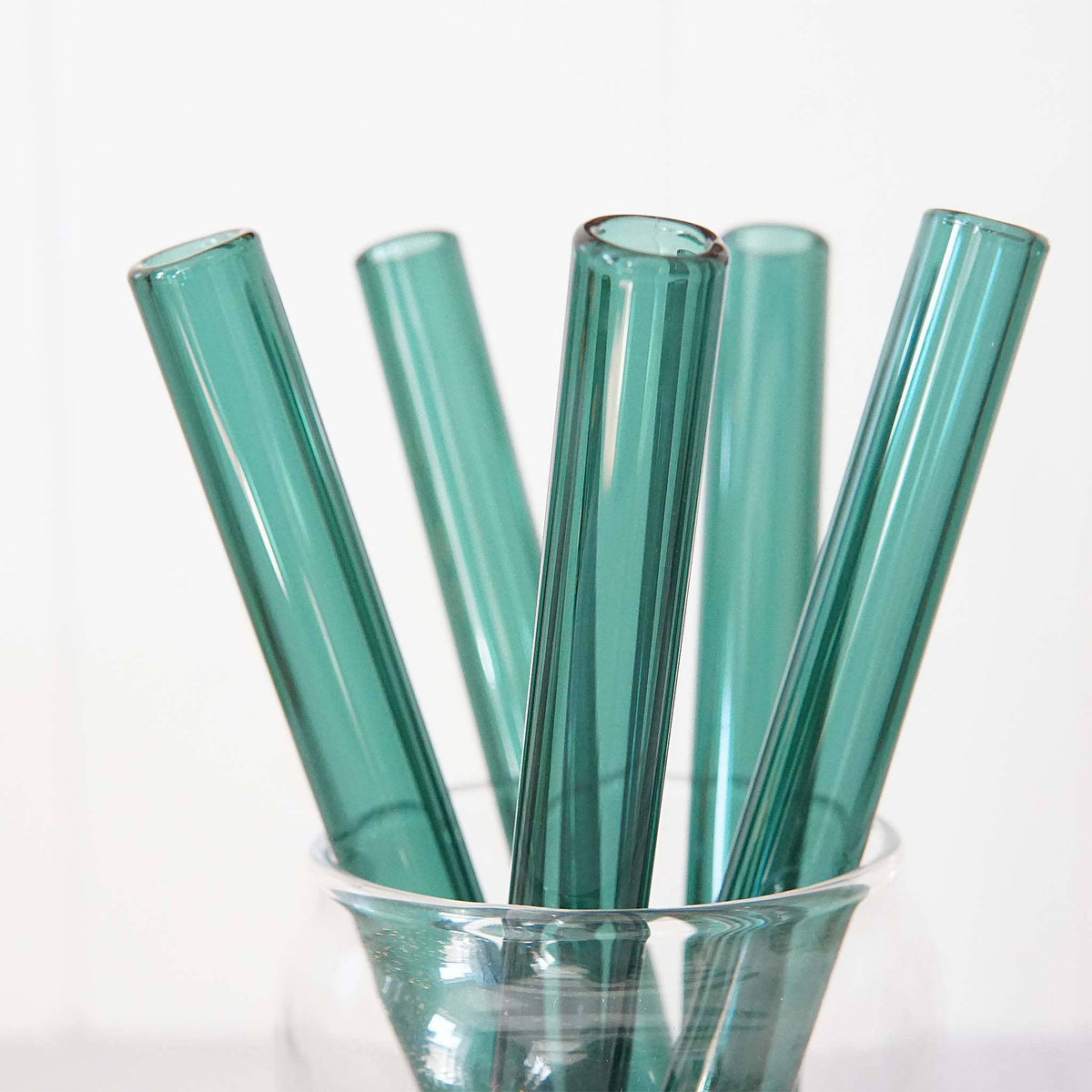 Dark Green Wide Straight Glass Straws
